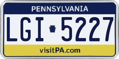 PA license plate LGI5227