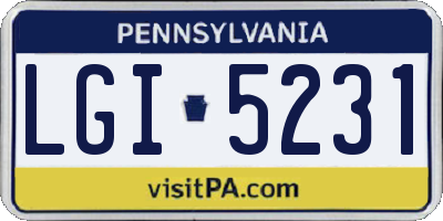 PA license plate LGI5231