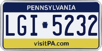PA license plate LGI5232