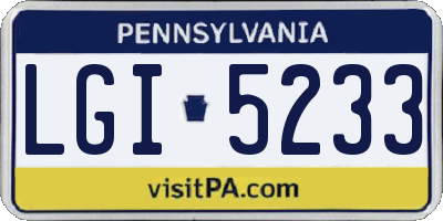 PA license plate LGI5233