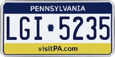 PA license plate LGI5235
