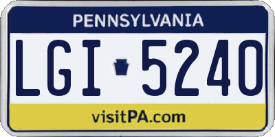 PA license plate LGI5240