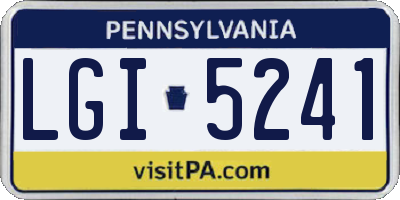 PA license plate LGI5241
