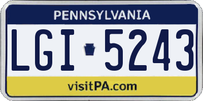 PA license plate LGI5243