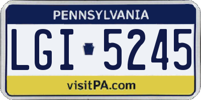 PA license plate LGI5245