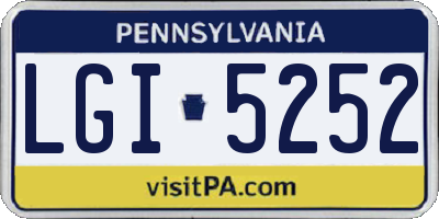 PA license plate LGI5252