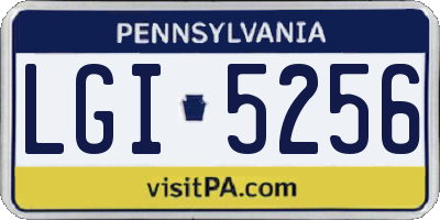 PA license plate LGI5256