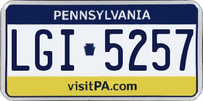 PA license plate LGI5257