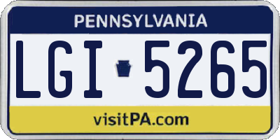 PA license plate LGI5265