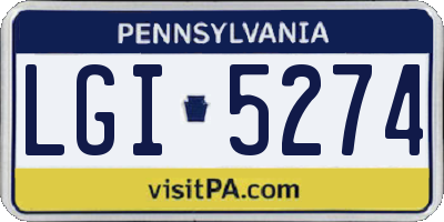 PA license plate LGI5274