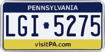 PA license plate LGI5275