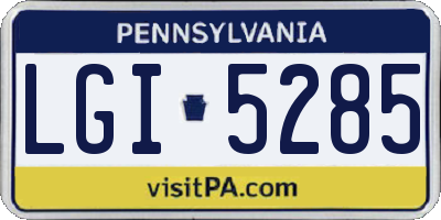 PA license plate LGI5285