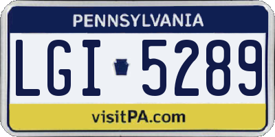 PA license plate LGI5289