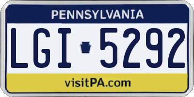 PA license plate LGI5292