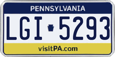PA license plate LGI5293