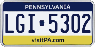 PA license plate LGI5302