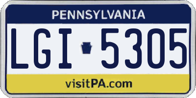 PA license plate LGI5305