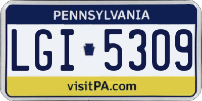 PA license plate LGI5309