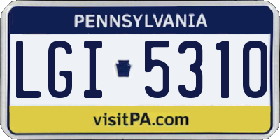 PA license plate LGI5310