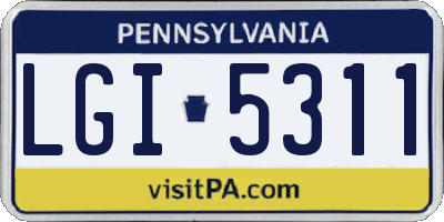 PA license plate LGI5311