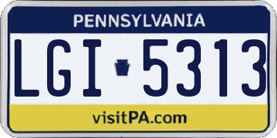 PA license plate LGI5313