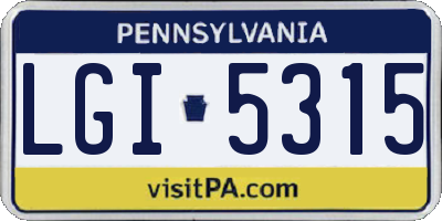 PA license plate LGI5315