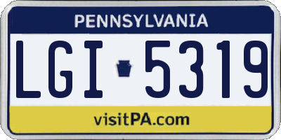 PA license plate LGI5319