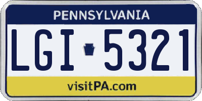 PA license plate LGI5321