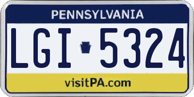 PA license plate LGI5324