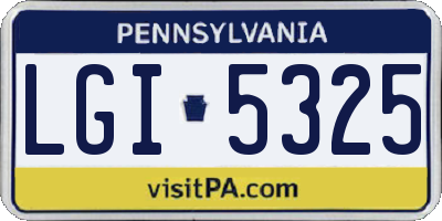PA license plate LGI5325