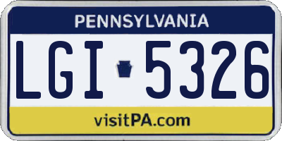 PA license plate LGI5326