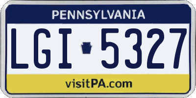PA license plate LGI5327