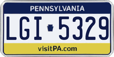 PA license plate LGI5329