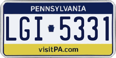 PA license plate LGI5331