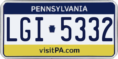 PA license plate LGI5332