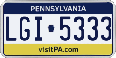 PA license plate LGI5333