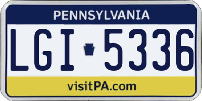PA license plate LGI5336