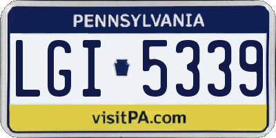 PA license plate LGI5339