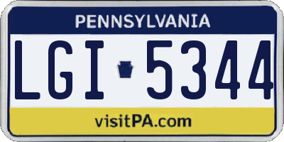 PA license plate LGI5344