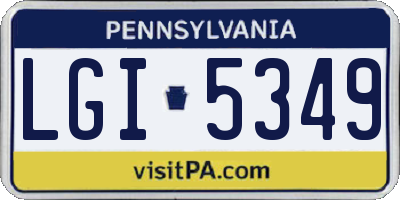 PA license plate LGI5349