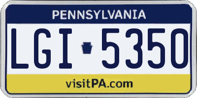 PA license plate LGI5350