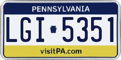 PA license plate LGI5351