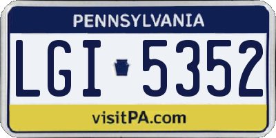 PA license plate LGI5352
