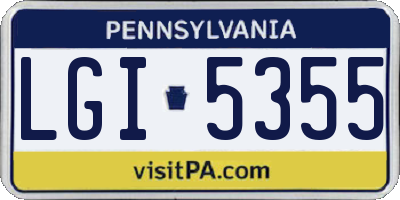 PA license plate LGI5355