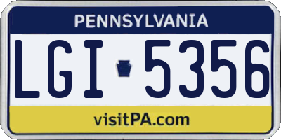 PA license plate LGI5356