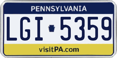 PA license plate LGI5359