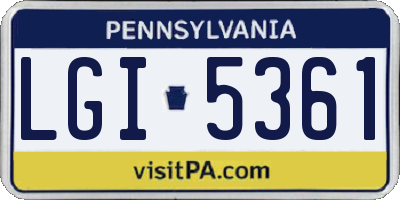 PA license plate LGI5361