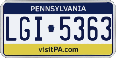 PA license plate LGI5363