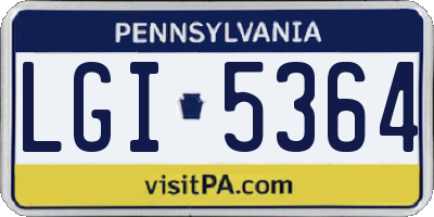 PA license plate LGI5364