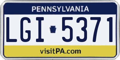 PA license plate LGI5371